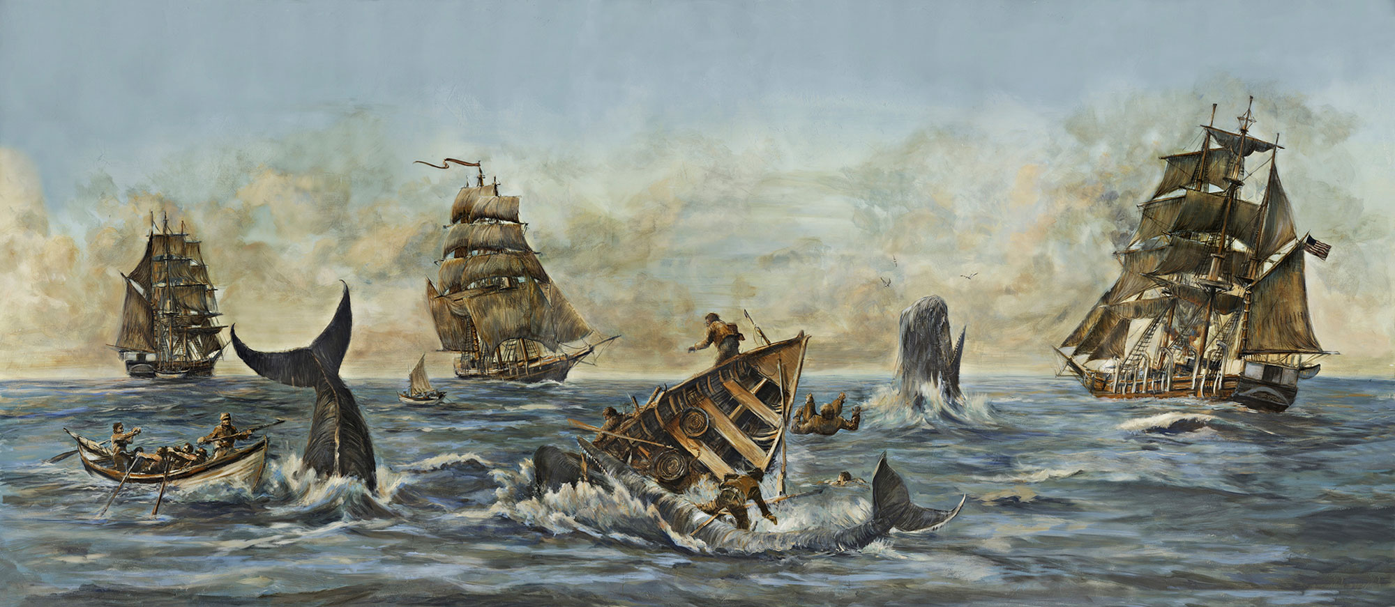 scenic mural wallpaper whaling scene
